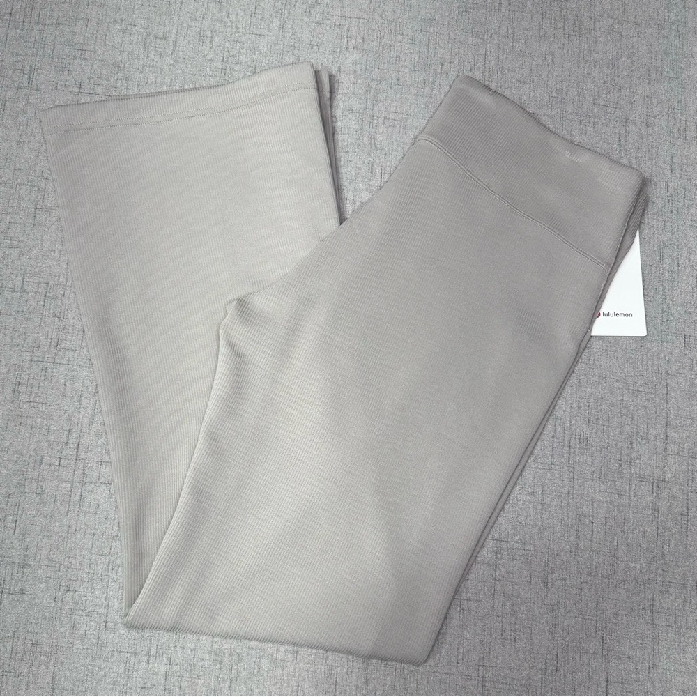 Lululemon Brushed Softstreme Ribbed Zip Flared Athletic Pants Riverstone 14 NWT - Picture 7 of 11